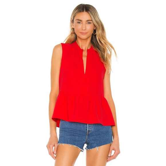 Amanda Uprichard Tops - Amanda Uprichard Sleeveless Rylee Peplum Red Top  size M‎